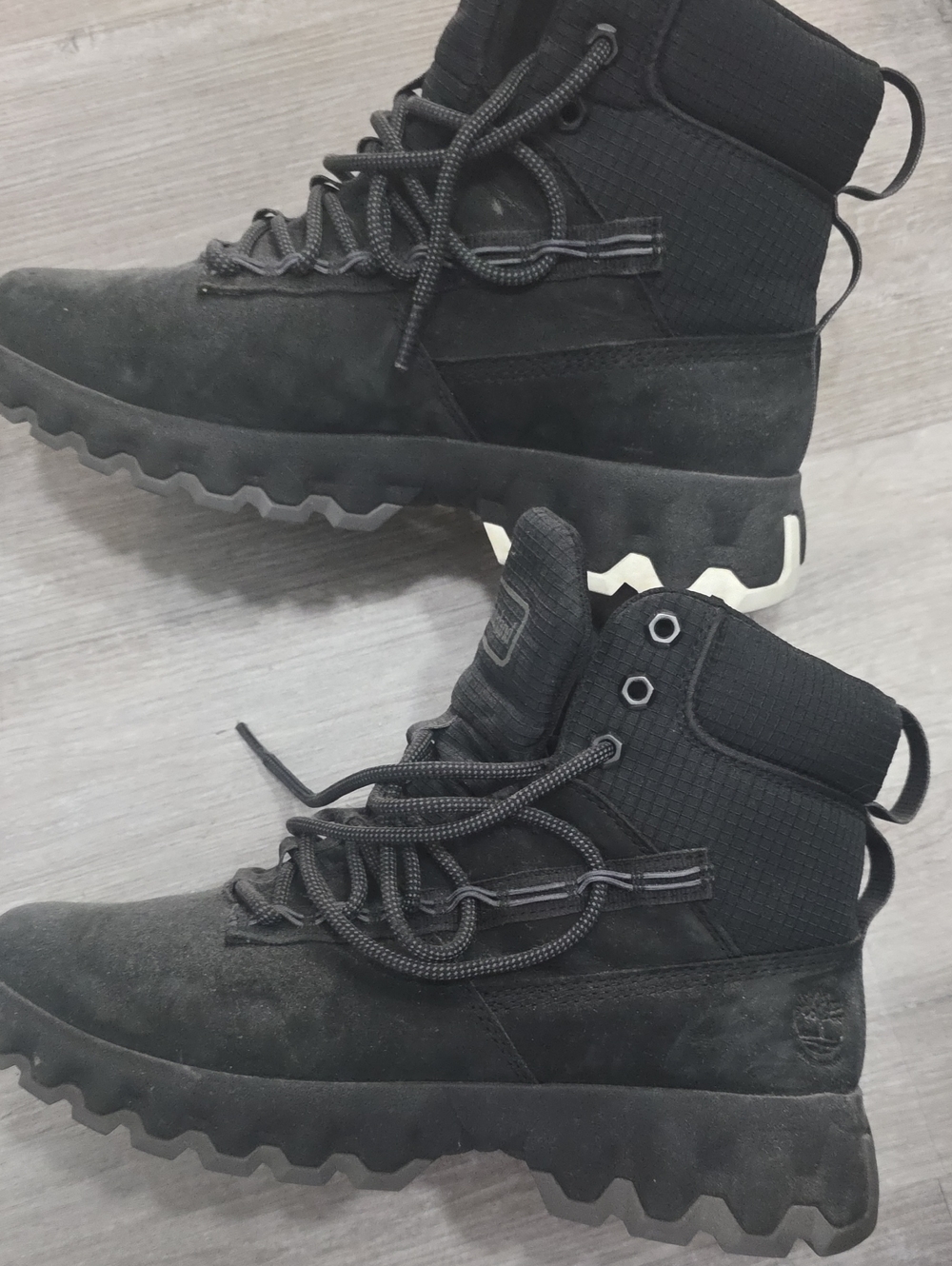 Timberland PRO Black Men's Rugged Work Boots with White Sole Accent